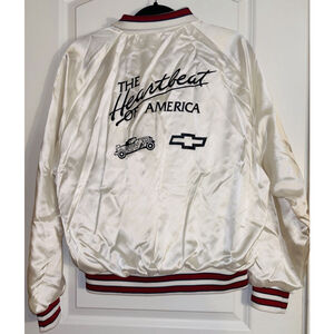Vintage Aristo Jac Chevy Heartbeat of America Satin Jacket Large USA